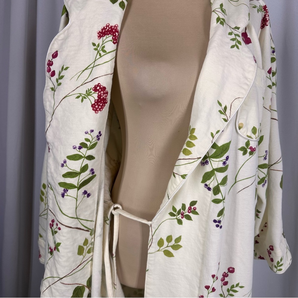 Vtg Crabtree & Evelyn Floral Cotton Robe L Long Wrap Cottagecore * New But READ - Picture 3 of 15